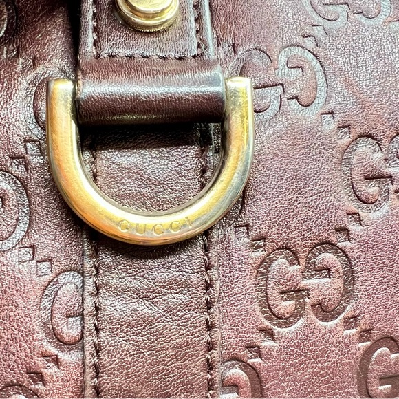 ❌❌SOLD❌❌ Gucci Dark Brown Embossed Leather Guccissima Abbey Boston Bag - Picture 7 of 15